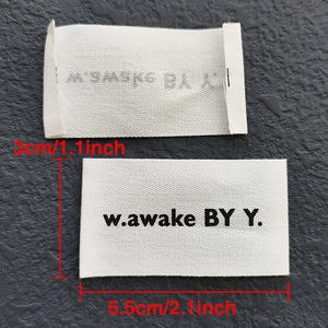 Marchio di abbigliamento personalizzato logo fine cotone bianco con schermo stampato <span class=keywords><strong>etichette</strong></span> di <span class=keywords><strong>stoffa</strong></span> per Private Label abbigliamento vestiti collo etichetta - Product Image 4