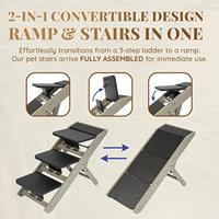 Rampe pour chien Escalier en bois antidérapant pour animaux de compagnie Marches pliables pour animaux de compagnie Rampe pour chien légère grise pour les petites races pour accéder au lit de voiture de canapé