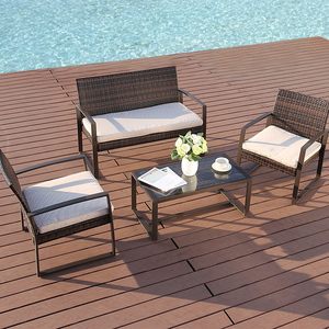 Divano moderno da esterno in rattan con terrazza, mobili da giardino economici di alta qualità, divano in vimini di lusso, set 4 - Product Image 1