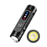 Mini lampe torche LED portable en alliage d'aluminium avec clip, fixation magnétique, haute luminosité, lumière latérale COB multifonction rouge et bleue