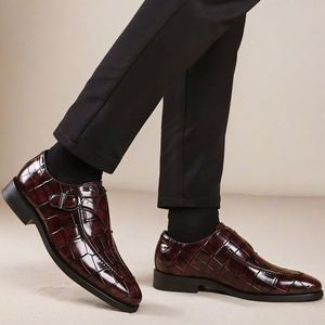 Chaussures Oxford décontractées pour hommes à bout fermé en PU avec sangle, style Derby, pour affaires, mariage et tenues habillées - Product Image 1