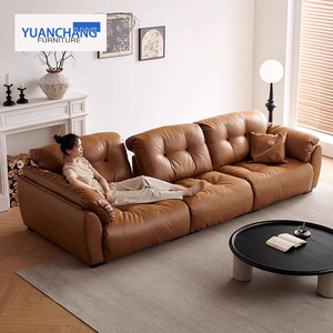 Sofá de Lujo en Cuero Sintético, Diseño en Línea Recta para Apartamentos Grandes y Pequeños, Sofás para Sala de Estar de Hotel 8121-QMX Sofás 8121-QM - Product Image 2