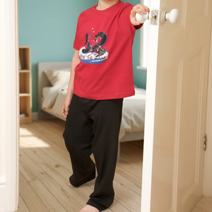 Pyjamas longs en jersey de coton 100%, ensembles de vêtements pour garçons à motif solide - Product Image 2