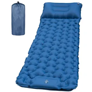 Almohadilla para dormir para acampar-Colchoneta inflable ultraligera para dormir con bomba de pie incorporada y almohada Colchón de aire para acampar mejorado