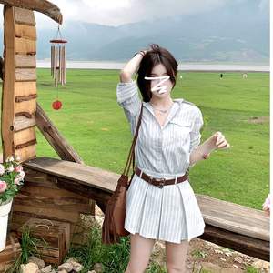 Robe chemise rayée à manches longues - Vêtements pour enfants - Nouveau style d'été - Col polo - Robe de <span class=keywords><strong>vacances</strong></span> tendance - Product Image 3