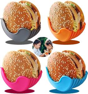 Porte-<span class=keywords><strong>hamburger</strong></span> en silicone réutilisable et écologique, antiadhésif, facile à nettoyer, pour une alternative au papier ciré - Product Image 5
