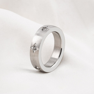 yunnique Unisex <b>Titanium</b> Steel <b>Rings</b> Star Diamond Pave Setting Gift Jewelry - Product Image 3