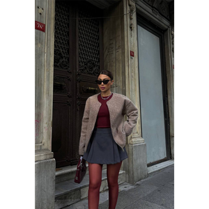 Blusa de Cachemira con Cierre de Cremallera en Color Visón, Talla M - Product Image 3