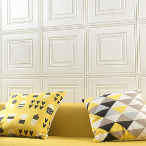 3D Self Adhesive Square White Wallpaper Sticker For Living Room TV Background Wall Foam Soft Padding Waterproof XPE Material - Product Image 1