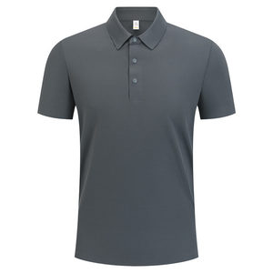 เสื้อโปโลผู้ชายสีฟ้าอ่อนสีพื้นโพลีเอสเตอร์แขนสั้นชุดทำงานสวมใส่ได้ทุกวัน - Product Image 3