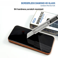Film de protection d'écran en verre trempé ultra-fin 9H transparent anti-statique avec bordure en dentelle découpée au diamant 3D sans bords pour téléphone portable