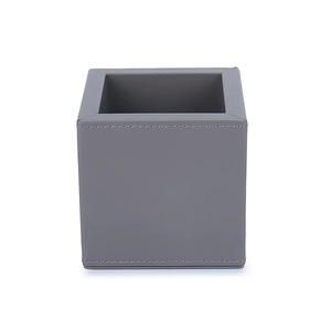 Organizzatore di Cancelleria di Alta Qualità in Pelle PU Grigia + MDF, Portapenne Quadrato per Ufficio e Scuola - Product Image 2