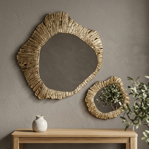 Irregular Brass Wall <b>Mirror</b> Handmade Decorative Framed Edge Bohemian Style 6mm Thickness - Product Image 1