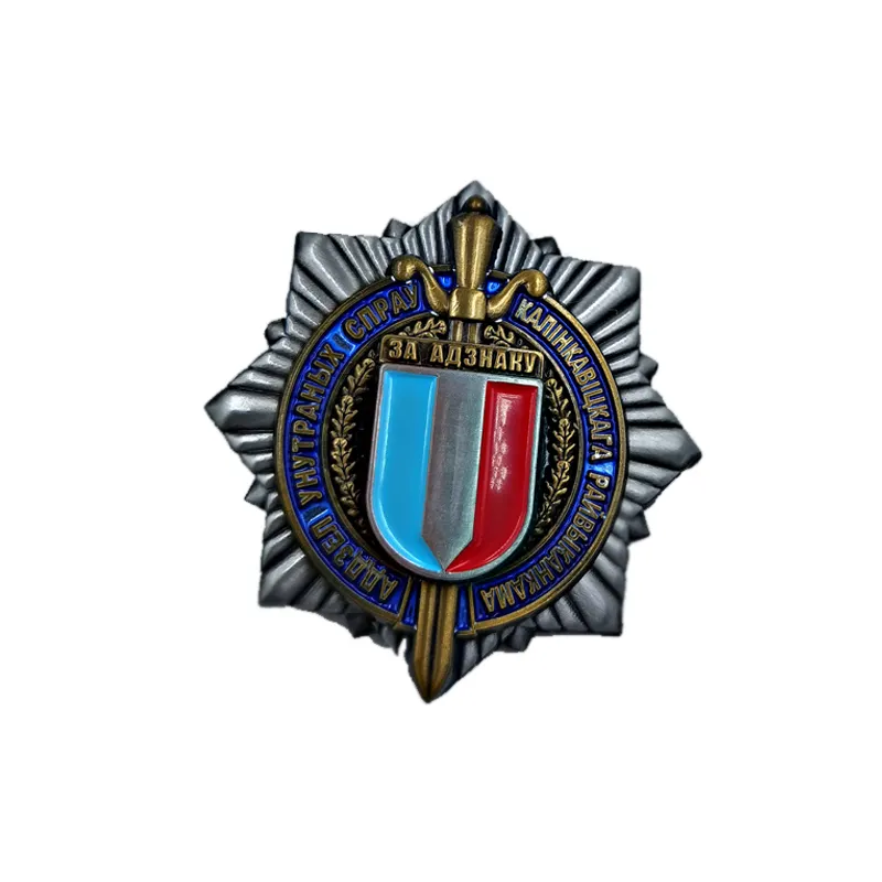 Personalized Logo Die Cast Souvenir Head Tube Badge Custom Belarus Coat of Arms Bullion Wire Badges