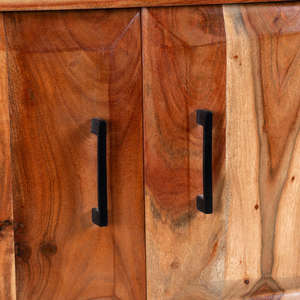 Mueble de Cocina Rústico Tradicional de Madera de Mango, Tallado a Mano, con Acabado Blanco, 2 Puertas y 2 Cajones, para Comedor - Product Image 3