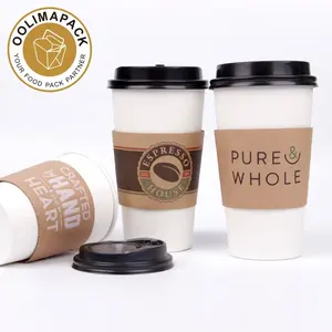Funda de papel personalizada para taza de café, funda con logotipo