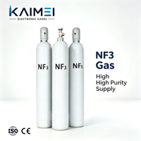 Cilindro de Gas de Trifluoruro de Nitrógeno NF3 de Grado Electrónico 99.99% 4N, Acero, 47L, 20kg, Válvula DISS640, Estándar ISO9809, UHP