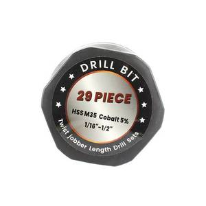 29 cái 1/16 "-1/2" Cobalt khoan bit thiết lập M35 HSS Twist <span class=keywords><strong>Drill</strong></span> Bit thiết lập cho cứng Kim Loại Gang thép không gỉ - Product Image 2