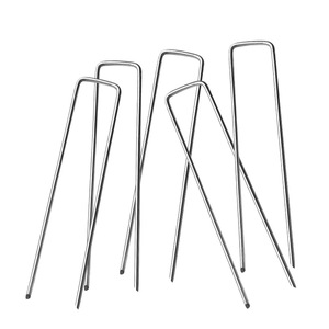 Clous de fixation galvanisés en U de 2,2 mm et 3 mm, robustes, pour la plantation agricole et la fixation de paillis de pelouse - Product Image 1