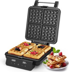 1000W Fluffy Restaurant Style Easily Clean Stainless Steel Non Stick 4 Slice Big Waffle Belgian Waffle <b>Maker</b> - Product Image 1