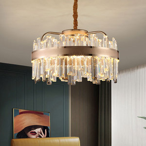 Luxury Modern Pendant Light Switch Control Iron Electroplating Sand Gold Ring <b>Crystal</b> Led <b>Chandeliers</b> - Product Image 5