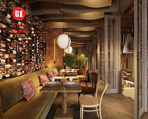 Meubles de restaurant de luxe, comptoir de bar de haute qualité, imperméable, design d'intérieur de salle à manger personnalisé, éclairage LED - Product Image 6