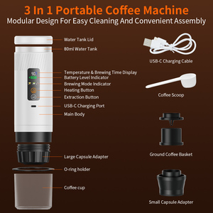 Machine à expresso portable électrique semi-automatique auto-chauffante On the GO Coffee, avec port USB-C, pour le camping - Product Image 5