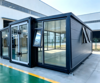 Maison Modulaire Pliable de Haute Qualité de 20 Pieds, 3 Chambres avec Mur en Verre et Conception Robuste pour Maison de Vacances et Mini-Maison