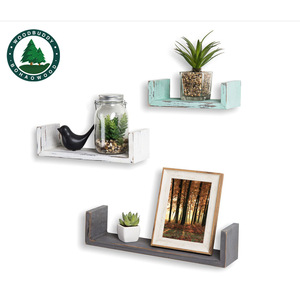 Woodbuddy Solid Wood <b>Wall</b> Shelf Rectangle <b>Floating</b> <b>Shelves</b> For Living Room Indoor Plant Book Display - Product Image 5