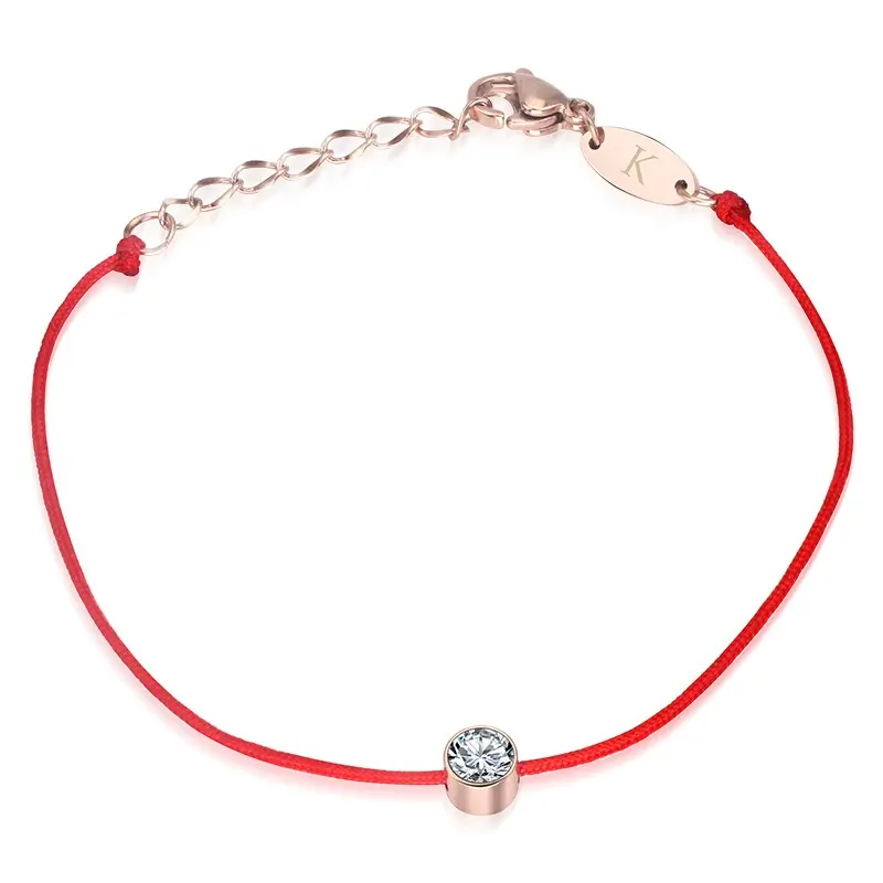 Women's Fashion Trend Red Rope Jewelry Single Diamond Rose Gold Bracelet This Year Of Hand Rope Many Wholesale Can Be Set