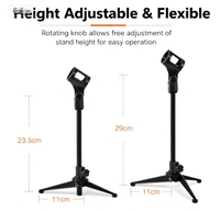 Mini trépied pliable de support de support de microphone de bureau portatif avec le support réglable de microphone en métal