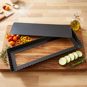 Moule à tarte, quiche et pizza rectangulaire en acier au carbone 36 cm x 12 cm, avec base amovible, antiadhésif et écologique, outils de pâtisserie - Product Image 3