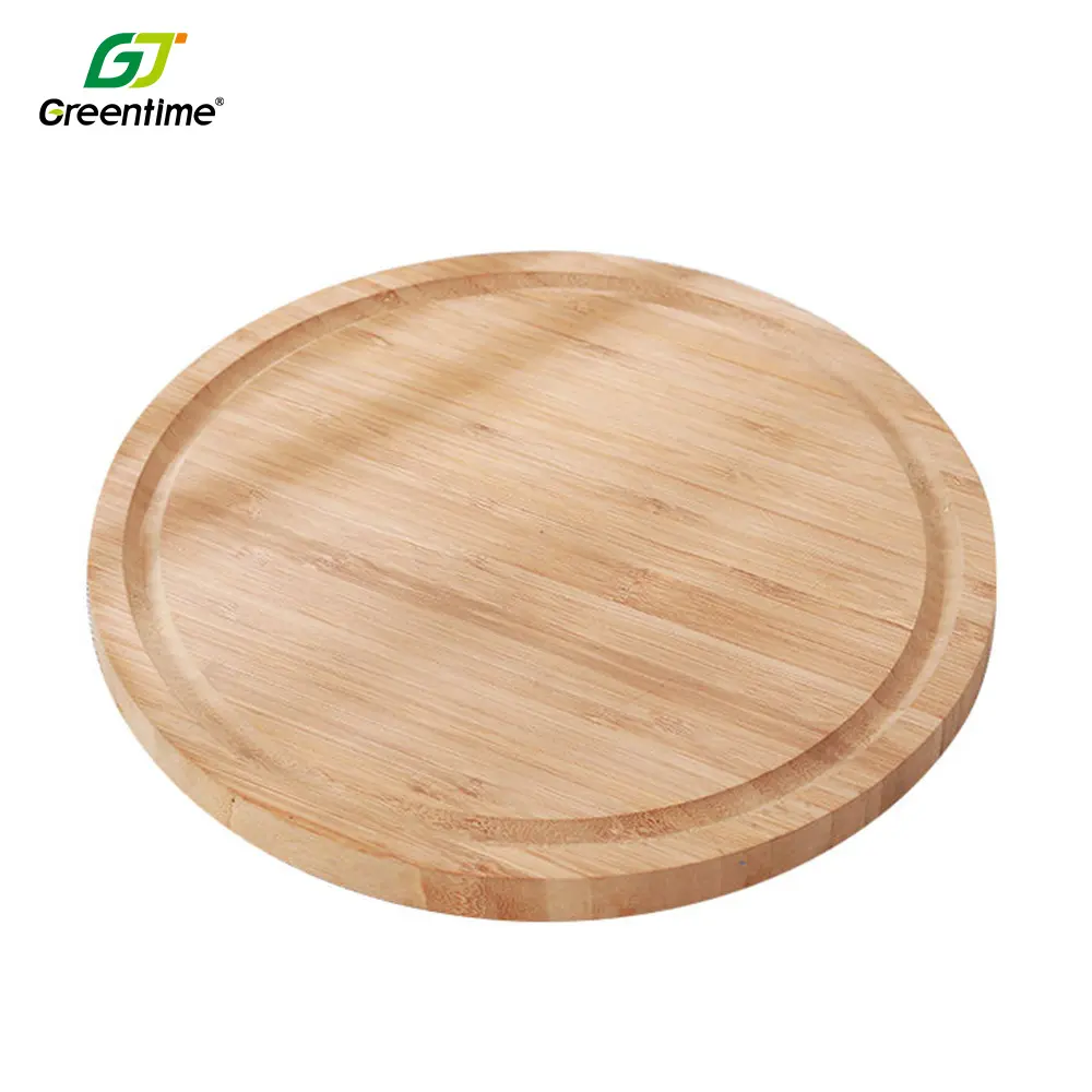 Accesorios de cocina, tabla de cortar de bambú de forma redonda, Mini tablas de madera maciza con ranura para preparación de alimentos