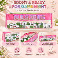 Sac de transport personnalisé en chenille avec lettres, étanche et durable, en PVC transparent, sac à bandoulière, sac de rangement portable, sac à main pour jeu de Mahjong standard NMJL