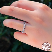 Mode populaire doigt unisexe creux anneaux 100% 925 argent Sterling Micro pavé Zircon cubain chaîne anneaux pour les femmes