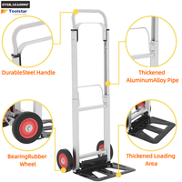 Chariot à main pliable portable 80 kg avec roues pleines de 6 pouces + plaque de marche de 10,5x14,5 pouces, cadre en aluminium pour le déplacement de pots de fleurs de pépinière, outils OEM