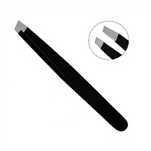 Pince à épiler pour sourcils ASAP en acier inoxydable noir, pointe inclinée, durable, outil de maquillage écologique, design classique, noir mat - Product Image 1