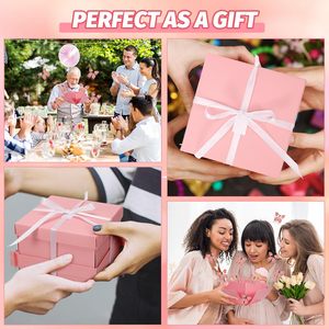 Scatola Regalo in Cartone con Esplosione di Farfalle, Scatola Sorpresa con Farfalle Volanti per Compleanni, Matrimoni, Anniversari, Natale (Rosa) - Product Image 5