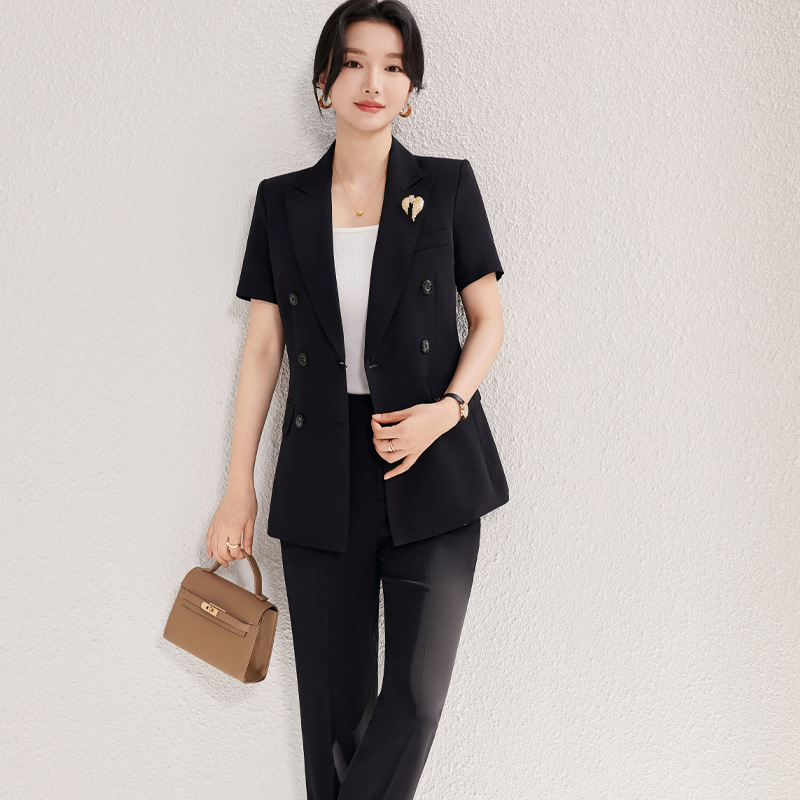 Black suit trousers brooch