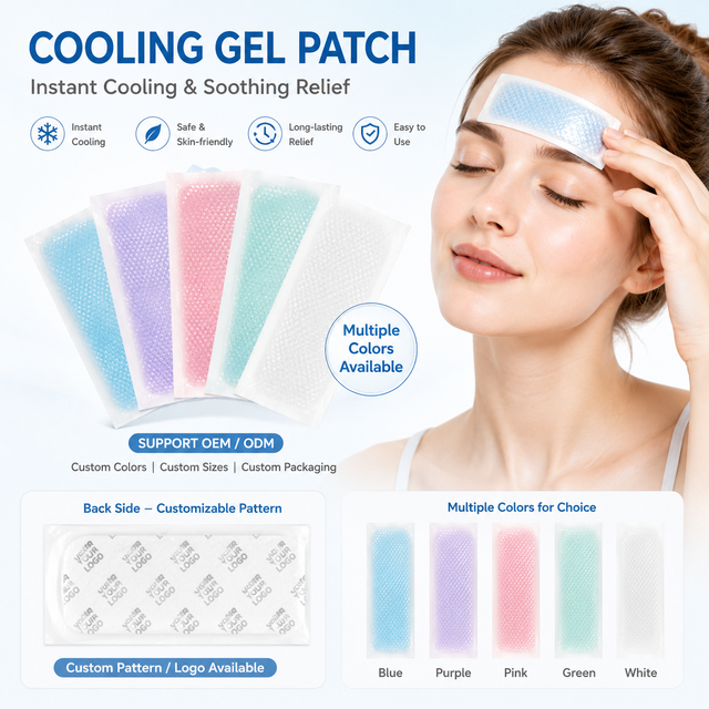 Cooling Gel Patch Fever Reducing Pain Relief Hydrogel Patch for Adult Kids Headache Muscle Joint Pain Relief Cooling Pad