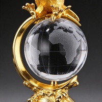 Trophée globe en cristal personnalisé Aigle doré, Aigle en résine sur boule de verre, base en cristal noir, trophée de récompense pour la leadership