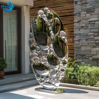 Sculpture moderne en acier inoxydable, sculpture globe terrestre en acier inoxydable, sculpture cercle de jardin en acier inoxydable
