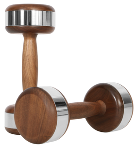 معدات رياضية فاخرة للمنزل والفندق دمبل وأوزان حرة من الفولاذ المقاوم للصدأ والخشب مع حامل خشبي بتصميم أنيق للتمرين - Product Image 2