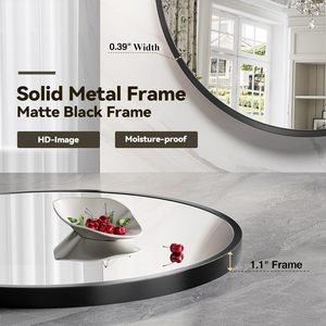 Brightify Round Black <b>Mirror</b> 24 Inch Wall Mounted Contemporary Bathroom Vanity <b>Mirror</b> Glass <b>Frame</b> - Product Image 5