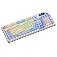 Teclado de Membrana Aula S99PRO Nuevo Retro Gris, USB Tipo-C, Retroiluminación RGB, Cableado + Inalámbrico 2.4G, Ergonómico, Teclas PBT, Diseño Pluma para Escritorio