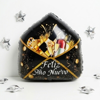 BLN Feliz Ano Nuevo Ballons en feuille de Mylar, ensemble de ballons étoiles en forme d'enveloppe pour les fêtes du Nouvel An et les célébrations à domicile
