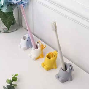 Creative Home Decor Mini Cute <b>Toothbrush</b> <b>Holder</b> Multifunction Storage Stand Cartoon Animal Resin Rack Bathroom Toilet Sundries - Product Image 1