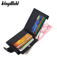 Dompet pendek pola Lychee pria, lintas batas sederhana dompet koin Slot Multi kartu kancing magnetik penutupan terbuka poliester