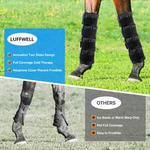 Botas de hielo para patas de caballo, ideales para entrenamiento ecuestre y terapia, con correas flexibles y compresa fría. - Product Image 2