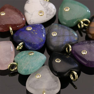 All'ingrosso naturale vero quarzo pietre preziose e pietra di cristallo gioielli amore cuore collana ciondolo - Product Image 3